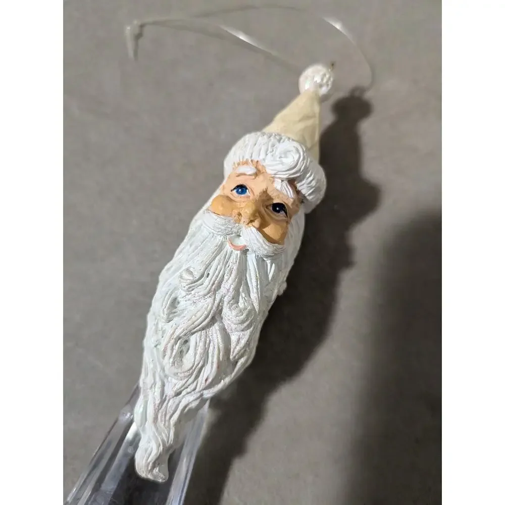 Vintage Dept 56 Father Frost Santa Icicle Ornaments Set of 2 Clear Prism
